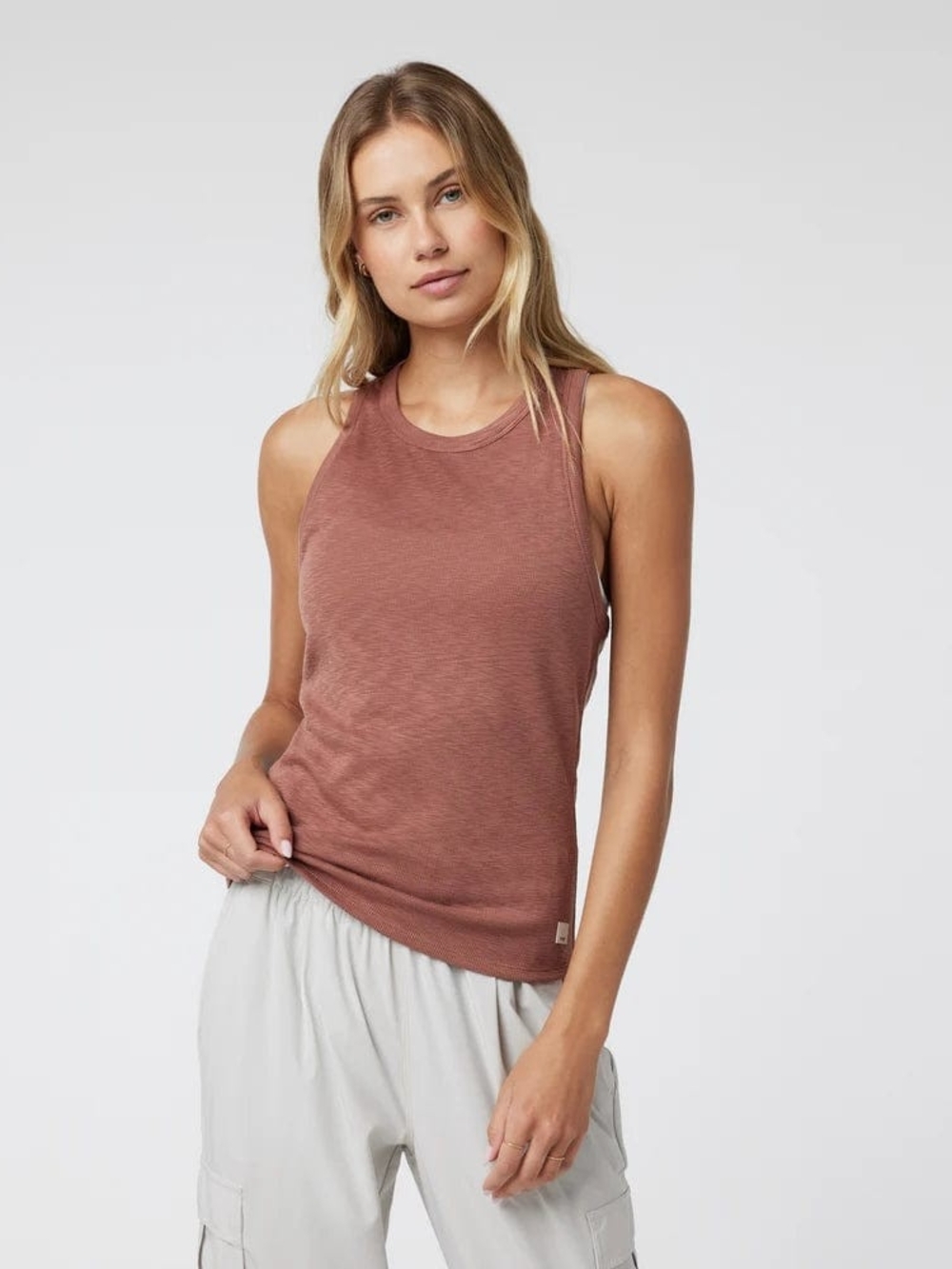 Vuori Sunrise High Neck Tank in Terracotta Mauve